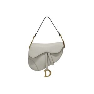 Christian Dior Saddle Bag One Shoulder Hobo White Leather